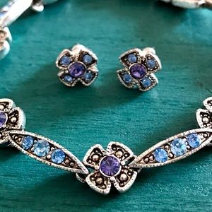 💙💜 Marcasite Bracelet & Earrings Set 💜💙
